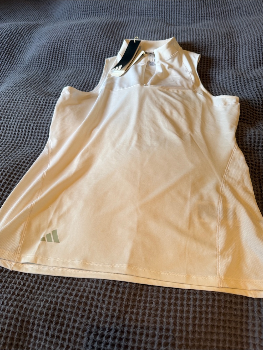 adidas Women's White Sleeveless Golf Tank with Zip Collar